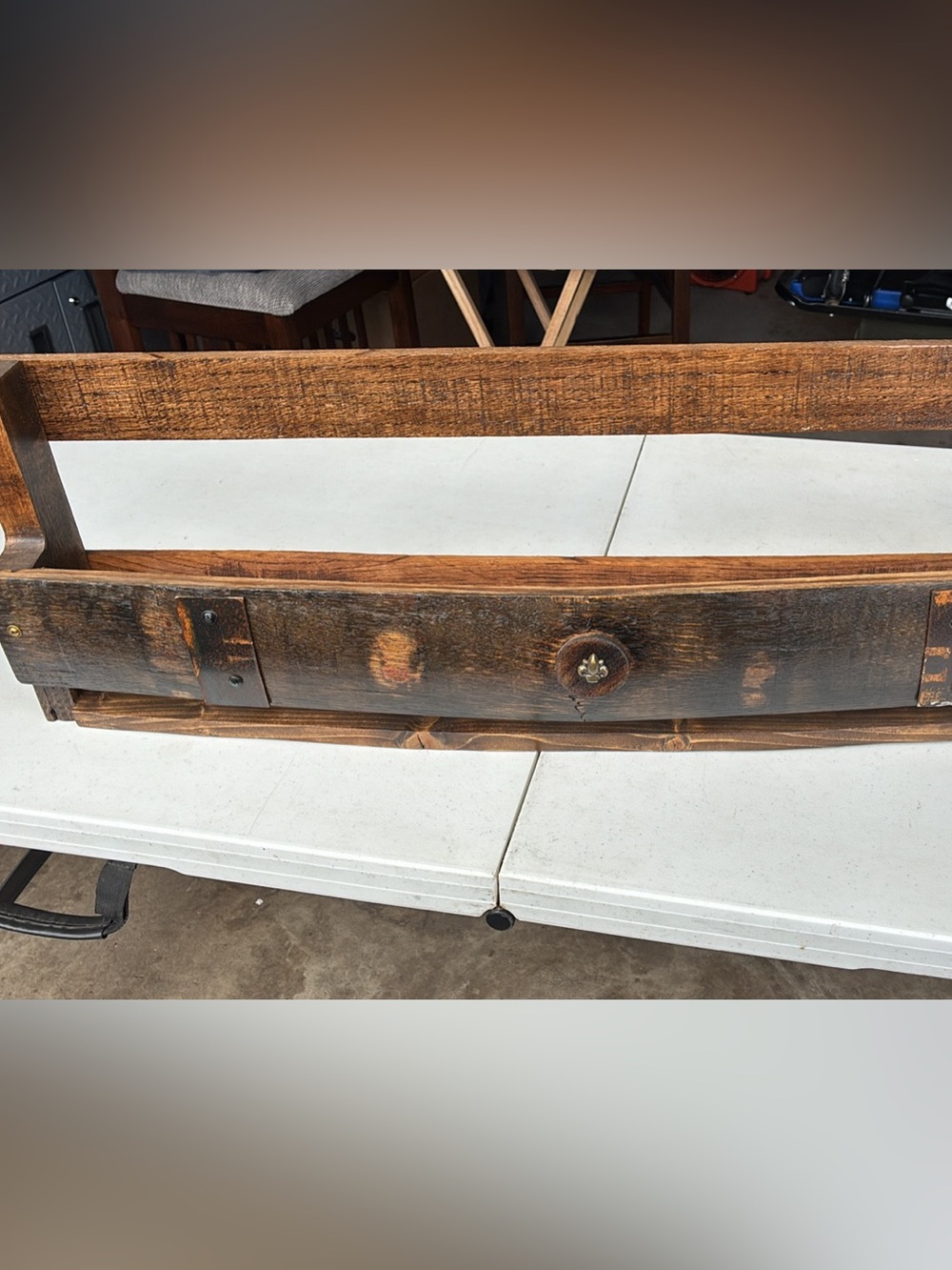 Rustic Dark-Charred Handcrafted Bourbon Wooded Barrel Wall Decor Shelf